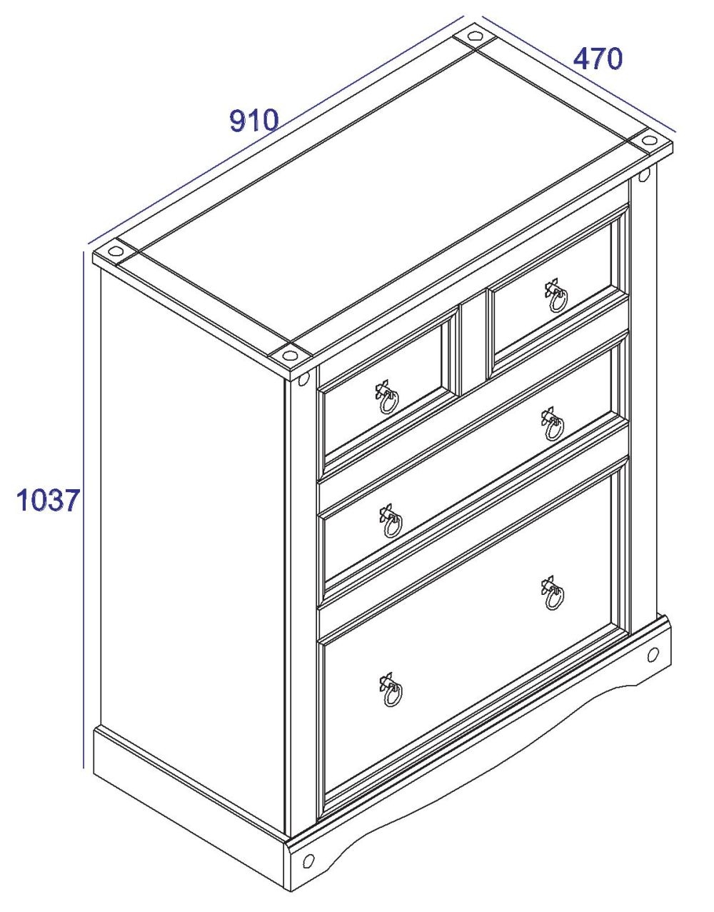 Product photograph of Corona White Mexican Pine 2 2 Drawer Chest from Choice Furniture Superstore.